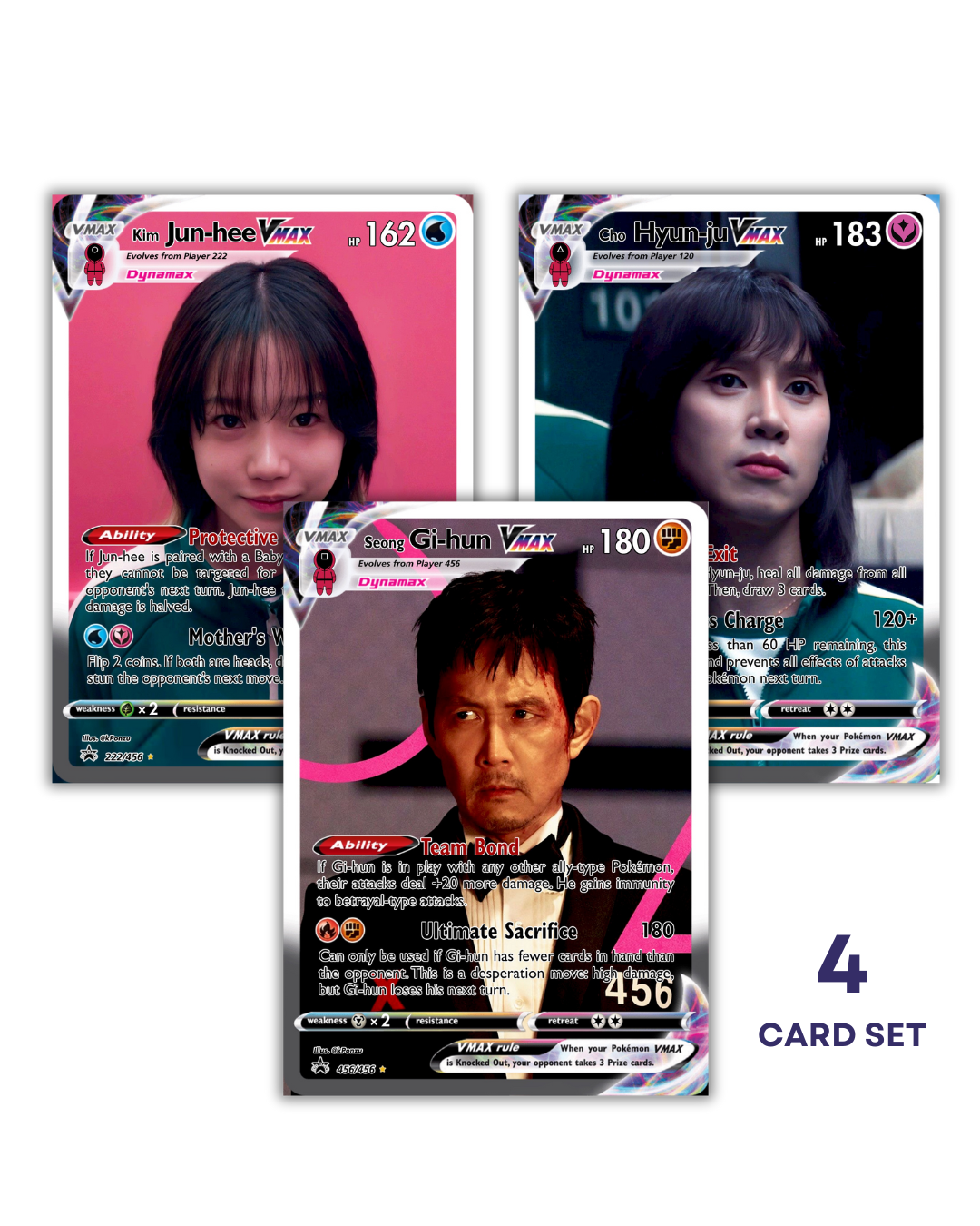 Squid Games Fan-made Holographic VMAX Photocard Set