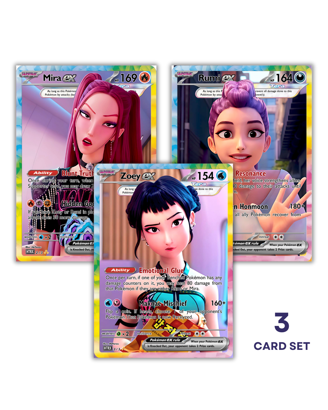 HUNTRIX Holographic KPOP Photocards | All 3 Members KPOP Demon Hunter Pokemon Fanmade Photocards