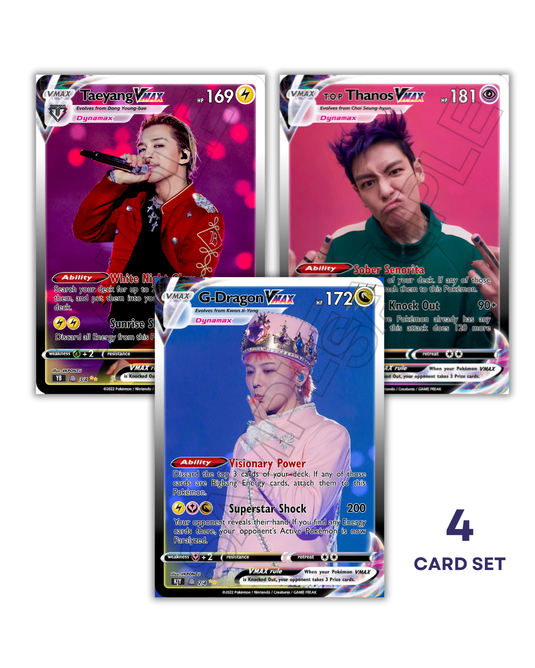 BIGBANG MAMA 2024 Holographic VMAX KPOP Photocards + T.O.P | 4 CARDS
