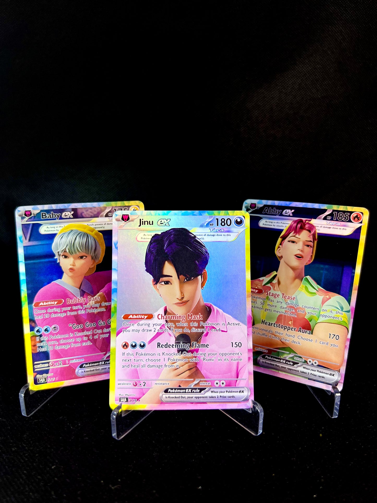 Saja Boys Holographic KPOP Photocards | All 5 Members KPOP Demon Hunter Pokemon Fanmade Photocards