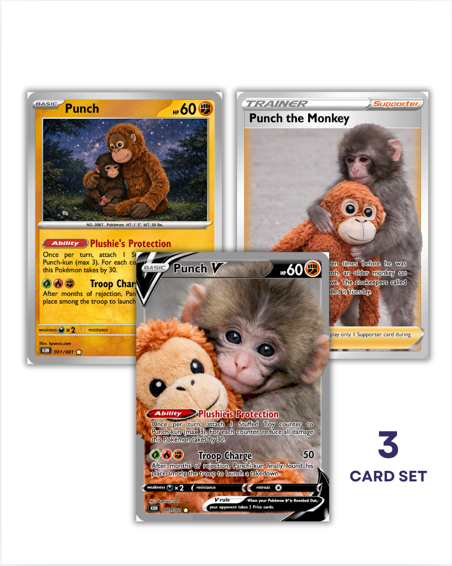 n trainer pokemon card Punch The Monkey Fanmade Holographic Inspired Pokemon Card – KPONZU