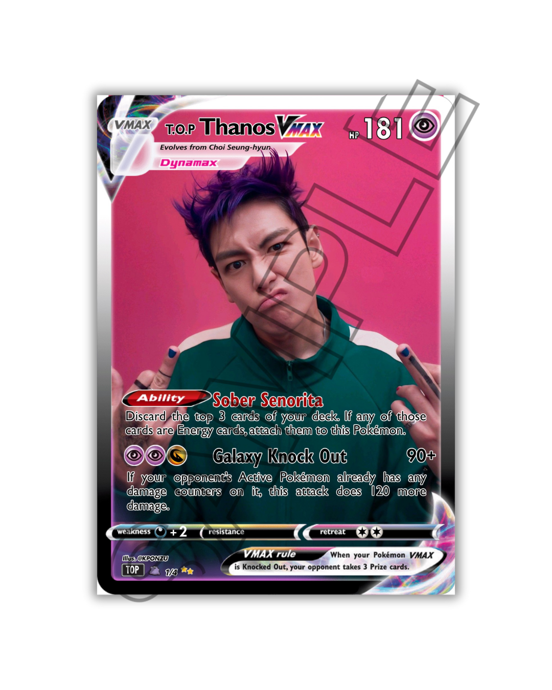 Thanos from Squid Games T.O.P BIGBANG VMAX Photocards