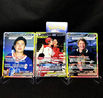 Heated Rivalry Holographic Photocards | 3 Shane Hollander and Ilya Rosanov, Hollanov Pokemon Inspired Fanmade Photocards