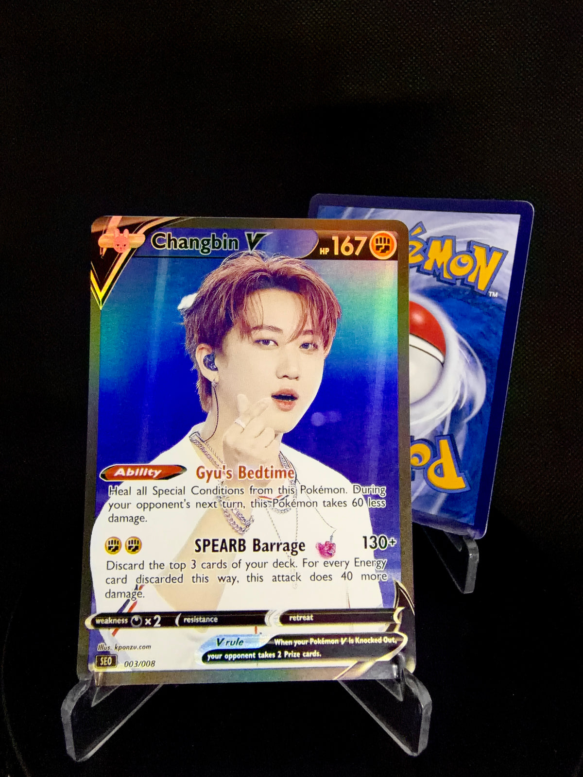 Stray Kids Holographic KPOP V Photocards | All 8 members Pokemon Photocard Set