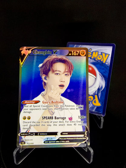 Stray Kids Holographic KPOP V Photocards | All 8 members Pokemon Photocard Set