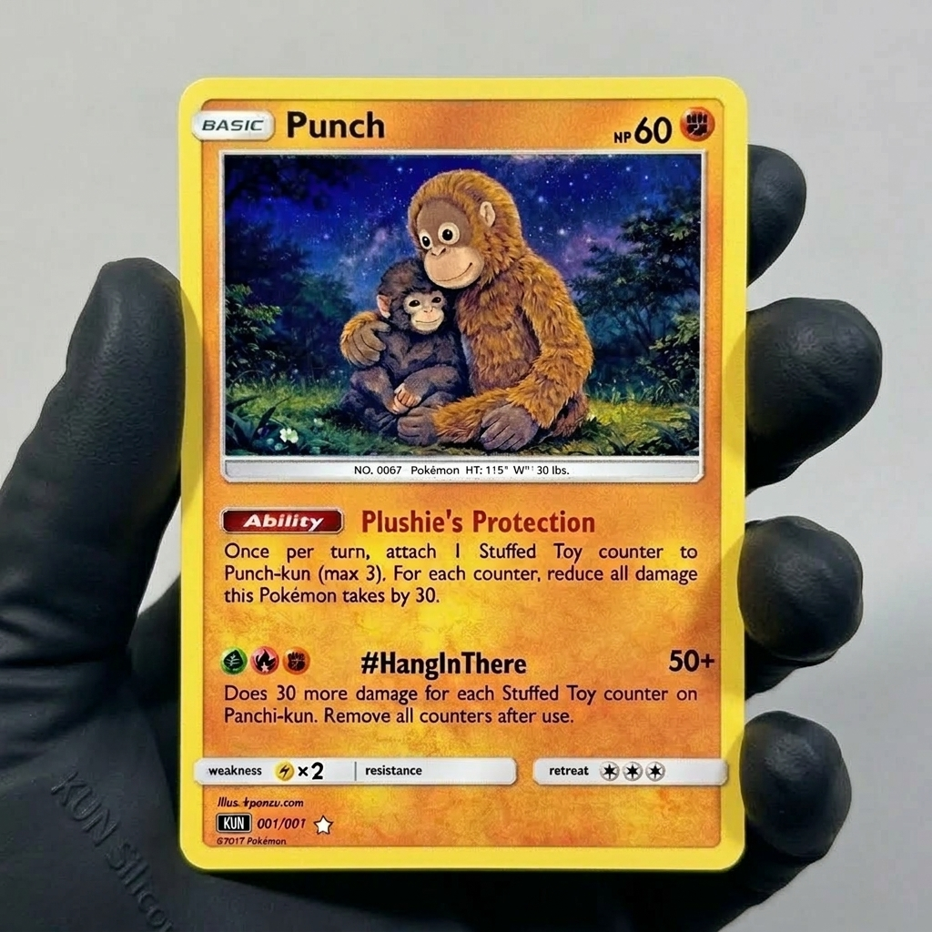 Punch The Monkey Fanmade Holographic Inspired Pokemon Card KPONZU Punch The Monkey Fanmade Holographic Inspired Pokemon Card KPONZU