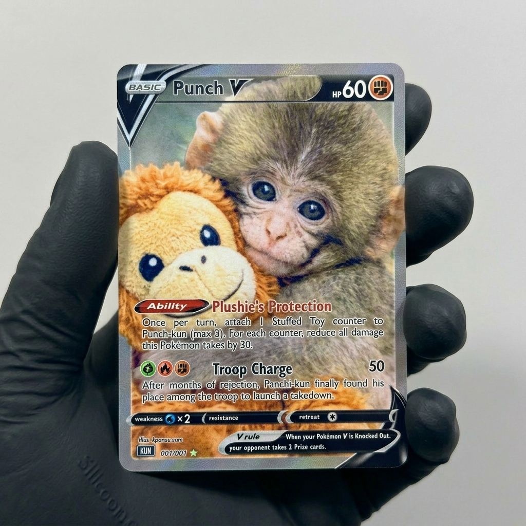 Punch The Monkey Fanmade Holographic Inspired Pokemon Card – KPONZU