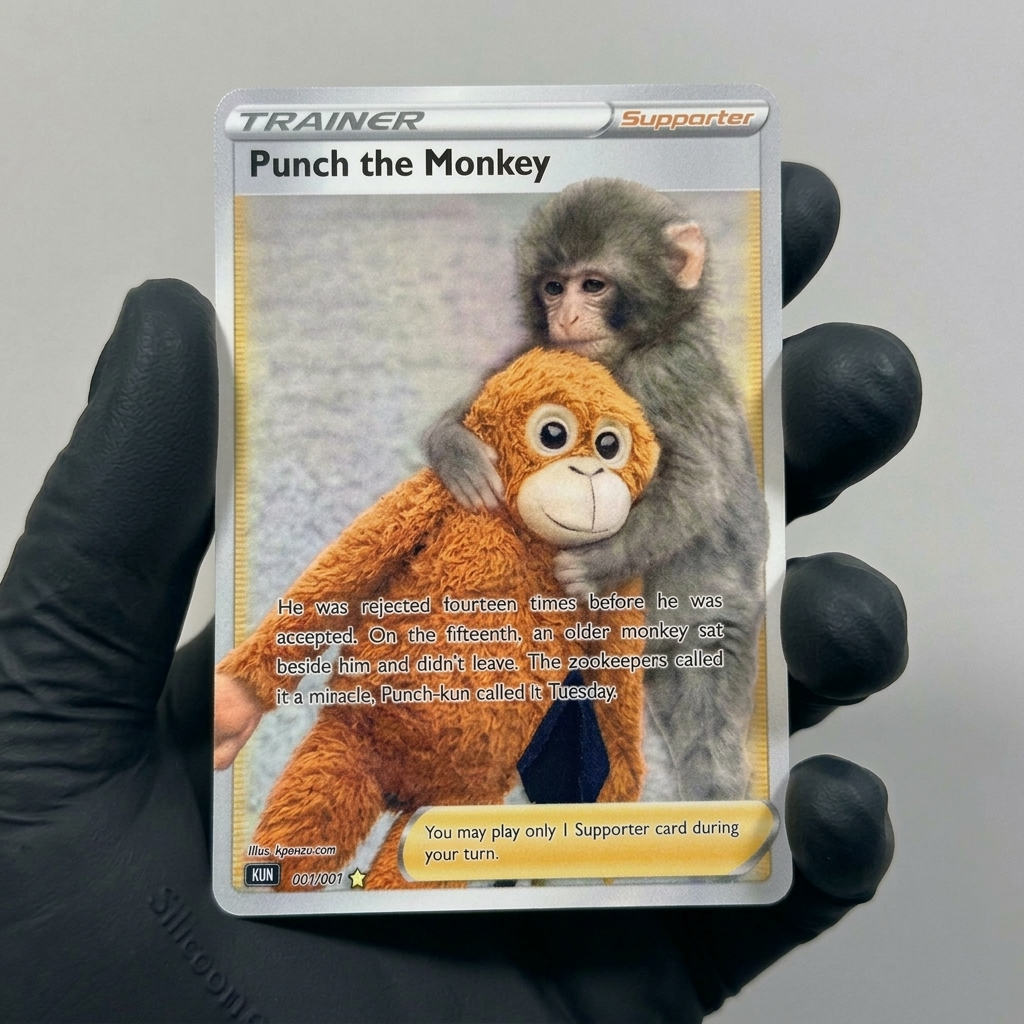 Punch The Monkey Fanmade Holographic Inspired Pokemon Card