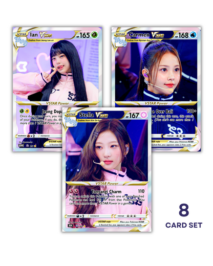 Hearts2Hearts Focus Era Holographic VSTAR KPOP Photocards | 8 members Fanmade Pokemon Inspired Photocard Set