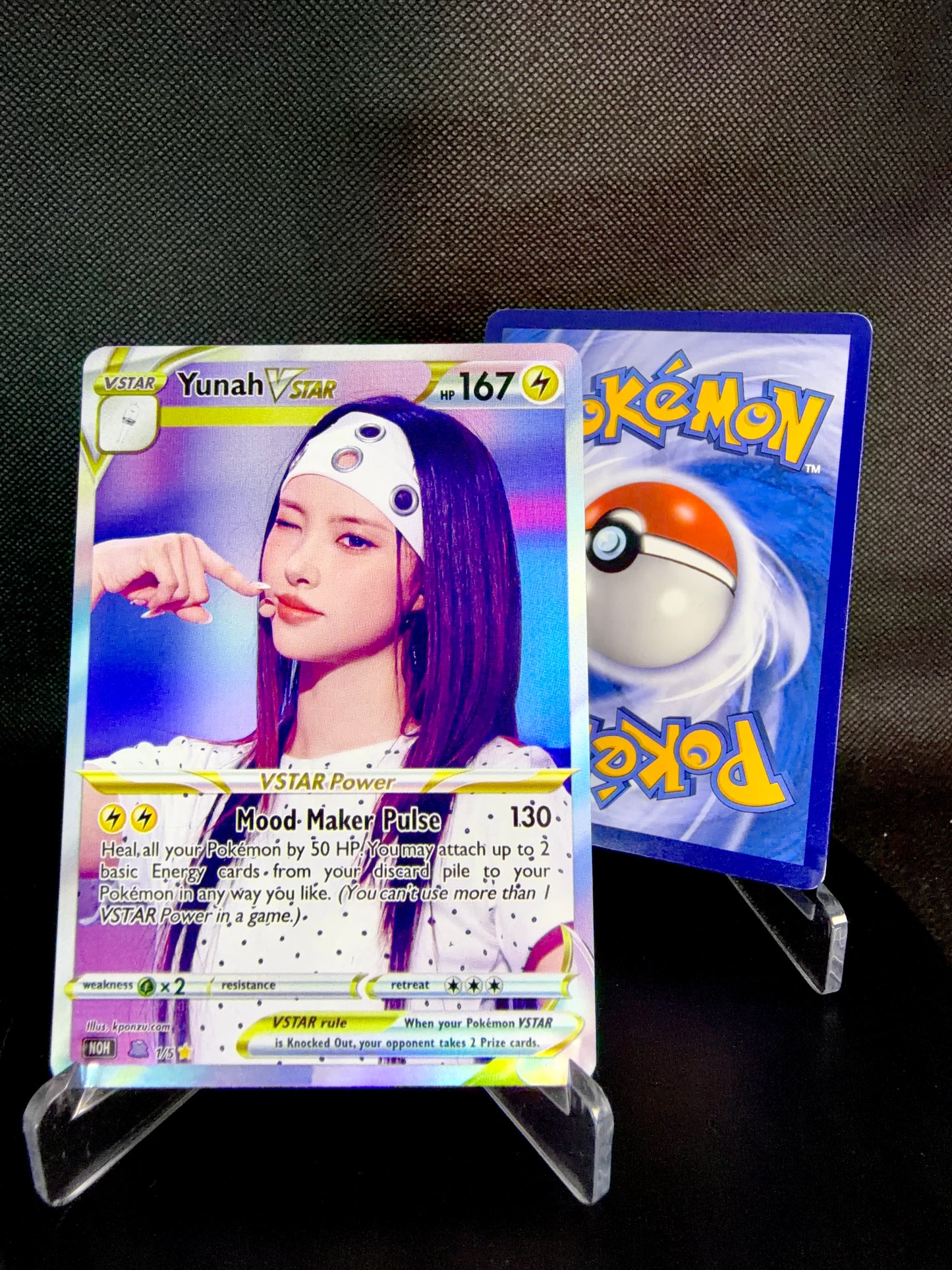 ILLIT Holographic VSTAR KPOP Photocards | All 5 members Fanmade Pokemon Photocard Set