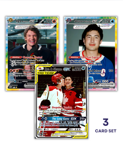 Heated Rivalry Holographic Photocards | 3 Shane Hollander and Ilya Rosanov, Hollanov Pokemon Inspired Fanmade Photocards