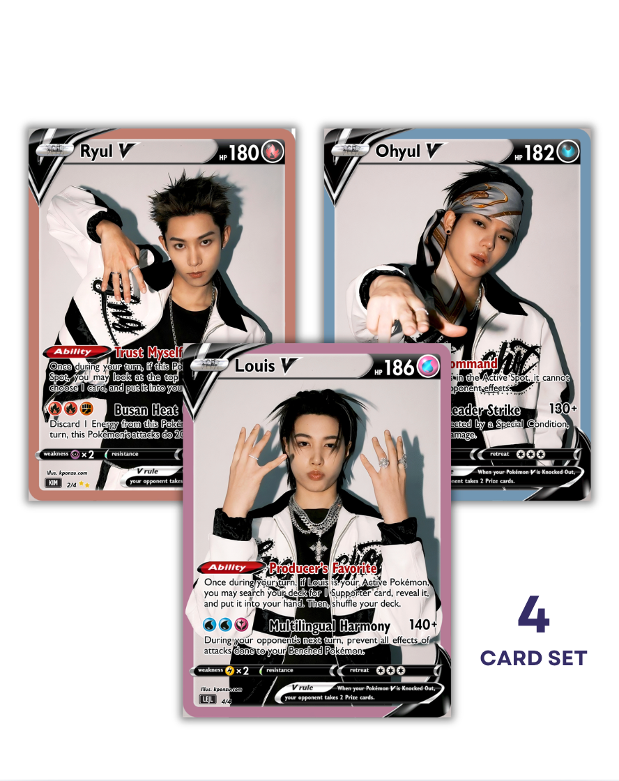 LNGSHOT Holographic KPOP GX Photocards | All 4 members Pokemon Photocard Set
