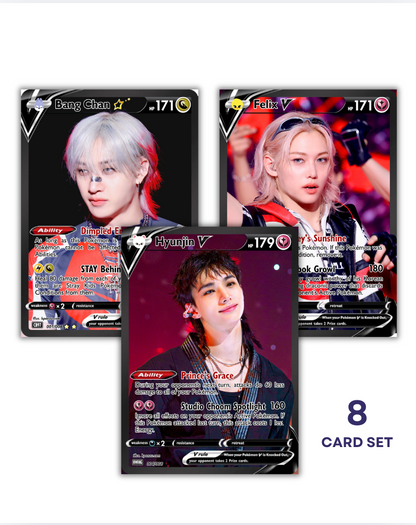 Stray Kids Holographic KPOP V Photocards | All 8 members Pokemon Photocard Set