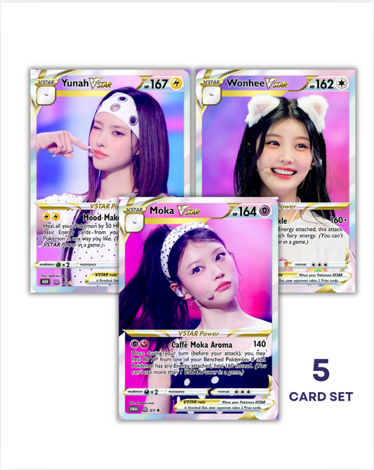 ILLIT Holographic VSTAR KPOP Photocards | All 5 members Fanmade Pokemon Photocard Set
